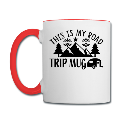 This Is My Road Trip Mug - Camping v3 - Contrast Coffee Mug - white/red