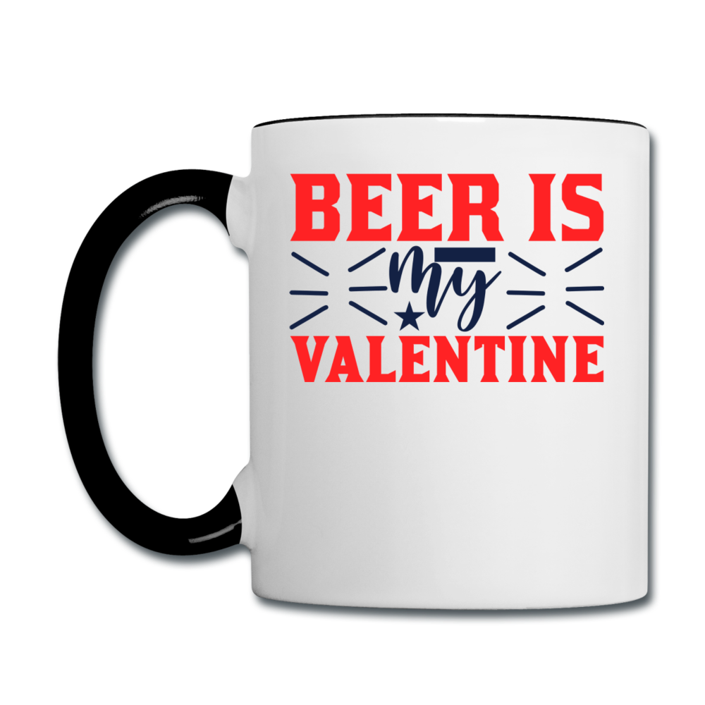 Beer Is My Valentine v1 - Contrast Coffee Mug - white/black