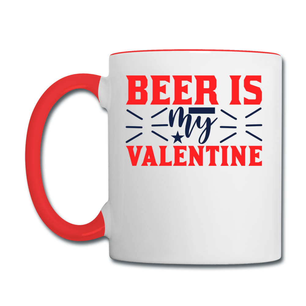 Beer Is My Valentine v1 - Contrast Coffee Mug - white/red