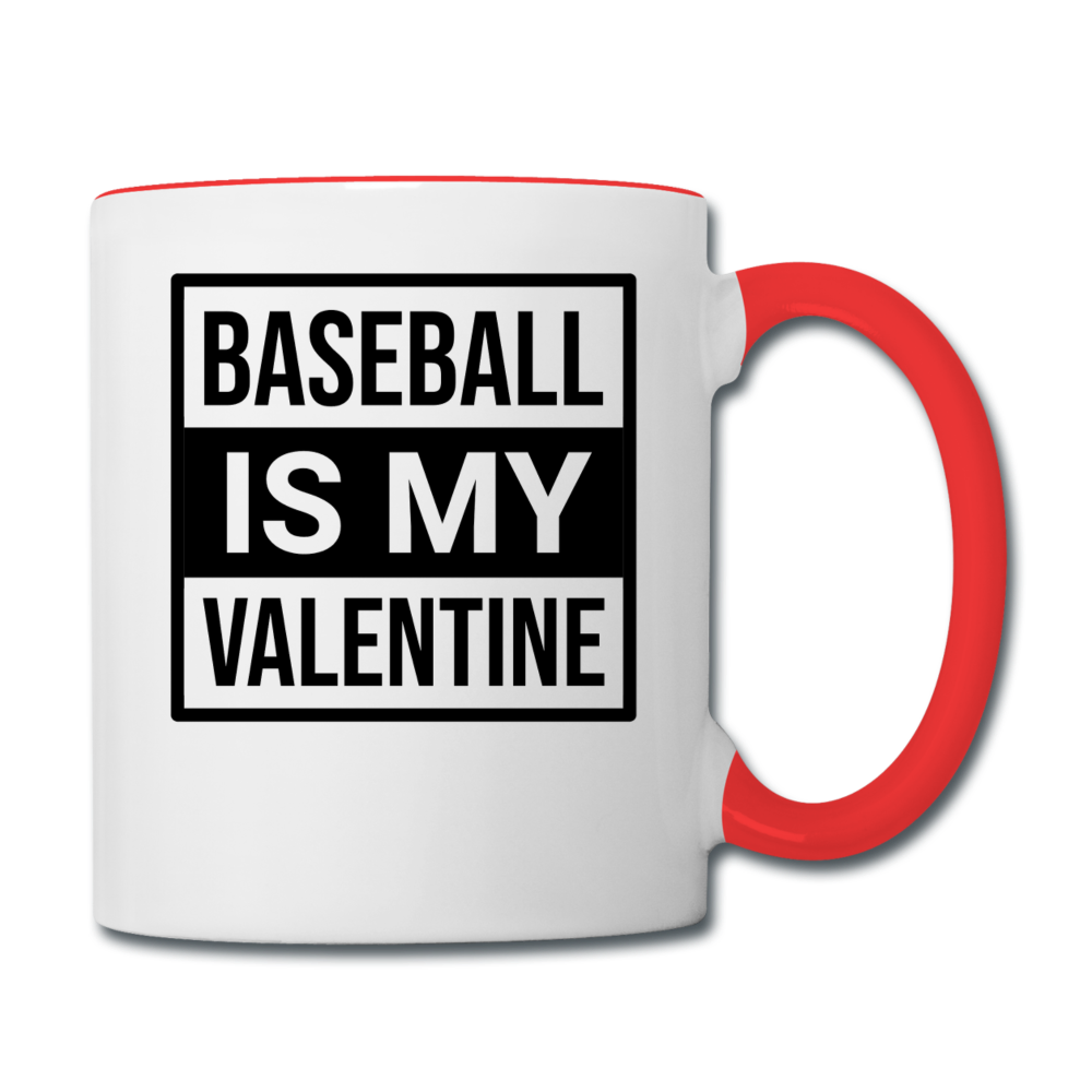 Baseball Is My Valentine v1 - Contrast Coffee Mug - white/red