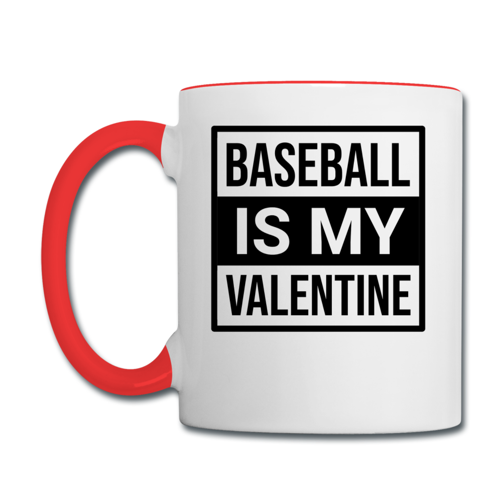 Baseball Is My Valentine v1 - Contrast Coffee Mug - white/red