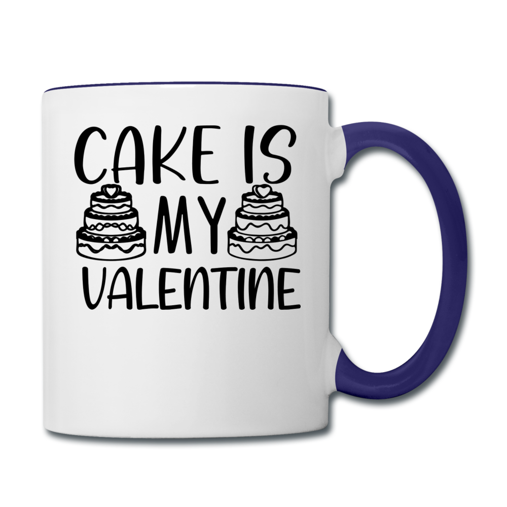 Cake Is My Valentine v1 - Contrast Coffee Mug - white/cobalt blue