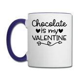 Chocolate Is My Valentine v2 - Contrast Coffee Mug - white/cobalt blue