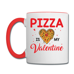 Pizza Is My Valentine v1 - Contrast Coffee Mug - white/red