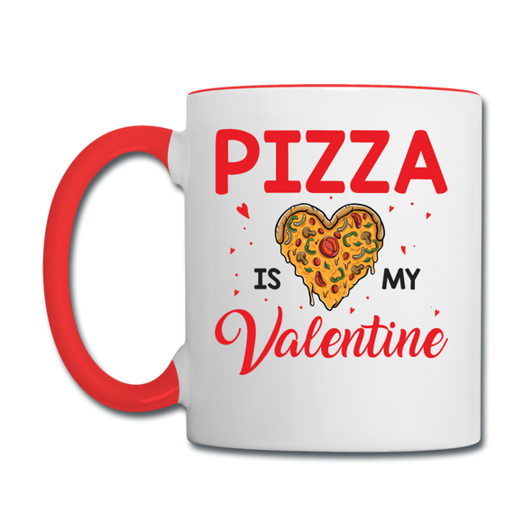 Pizza Is My Valentine v1 - Contrast Coffee Mug - white/red