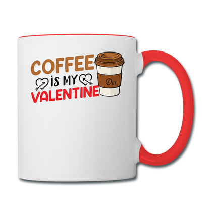 Coffee Is My Valentine v3 - Contrast Coffee Mug - white/red