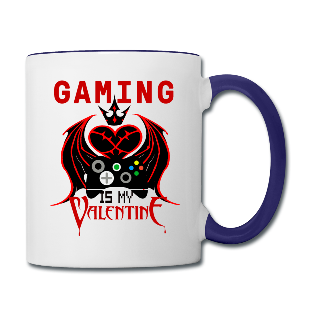 Gaming Is My Valentine v1 - Contrast Coffee Mug - white/cobalt blue