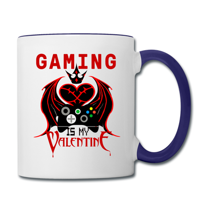 Gaming Is My Valentine v1 - Contrast Coffee Mug - white/cobalt blue