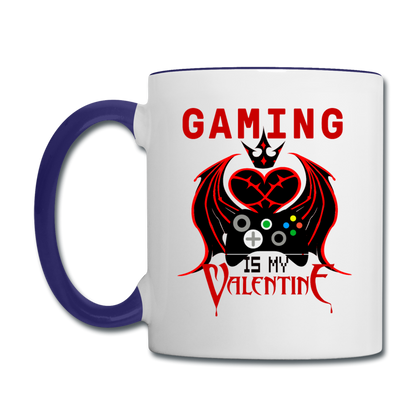 Gaming Is My Valentine v1 - Contrast Coffee Mug - white/cobalt blue