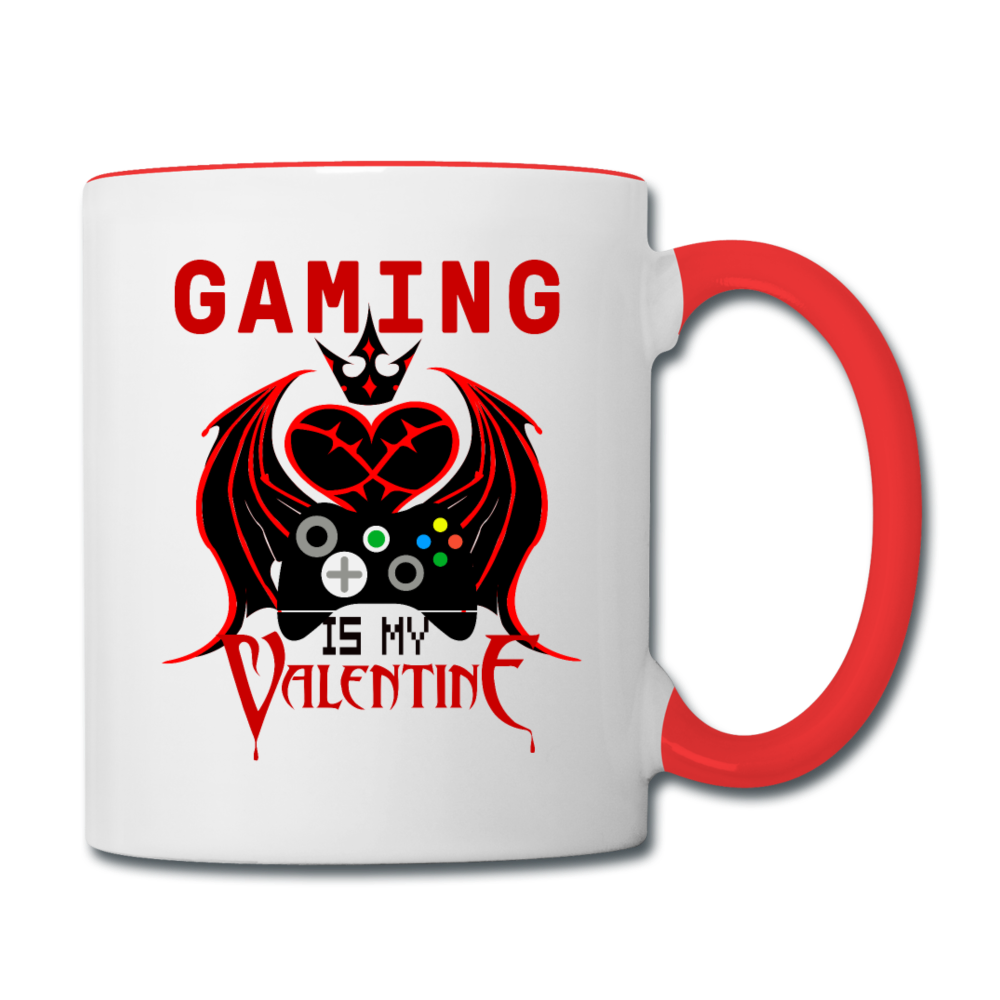 Gaming Is My Valentine v1 - Contrast Coffee Mug - white/red