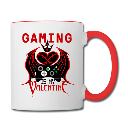 Gaming Is My Valentine v1 - Contrast Coffee Mug - white/red