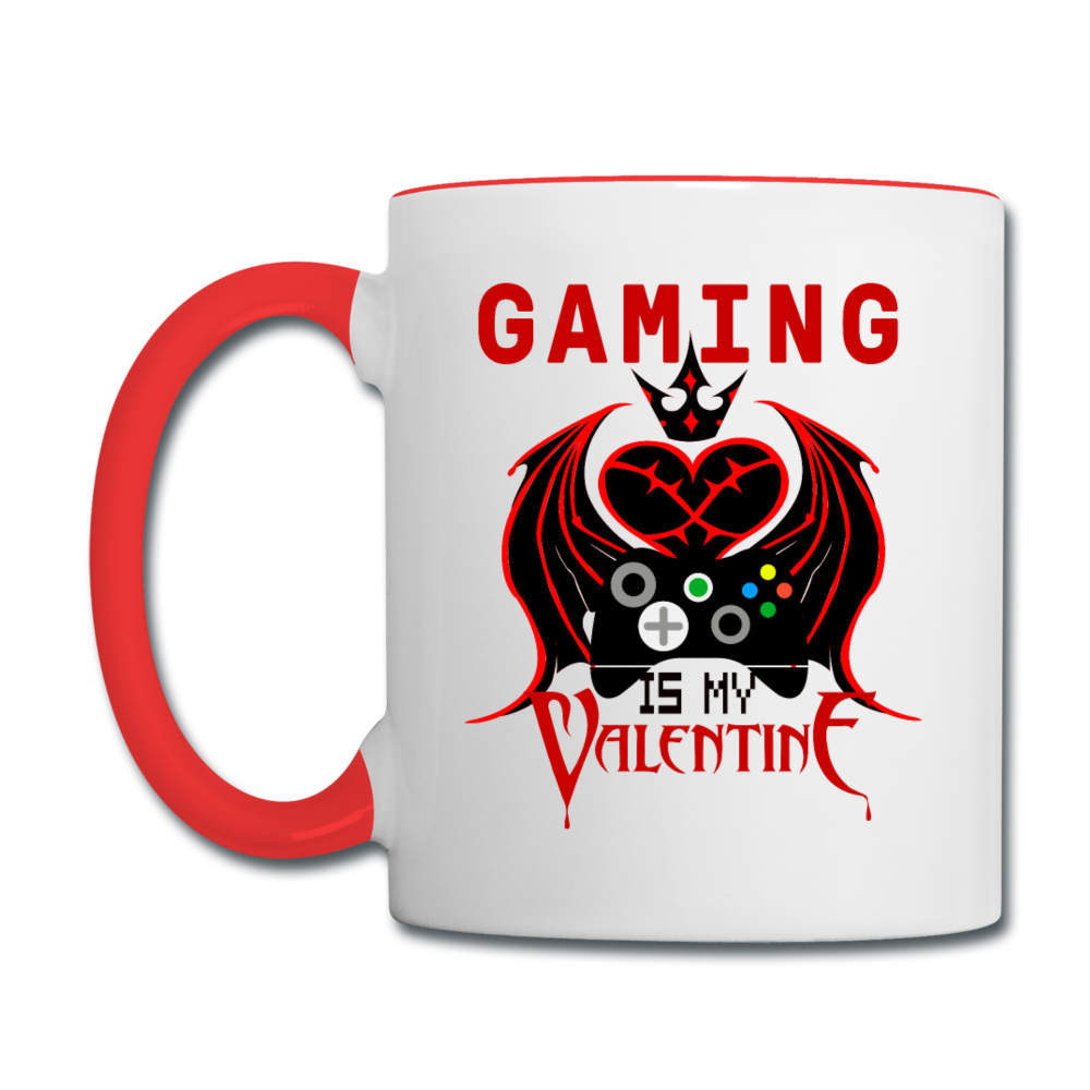 Gaming Is My Valentine v1 - Contrast Coffee Mug - white/red