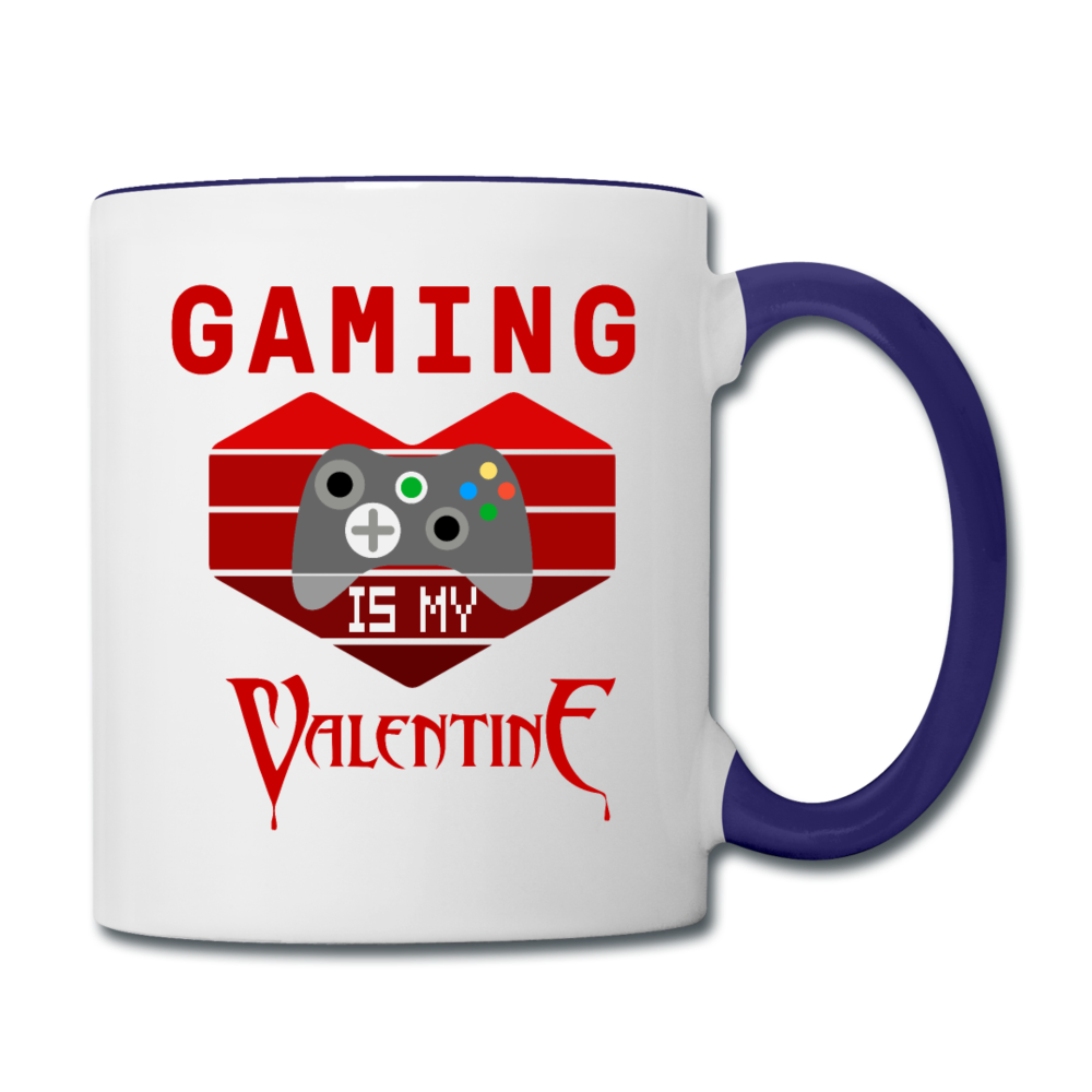 Gaming Is My Valentine v2 - Contrast Coffee Mug - white/cobalt blue