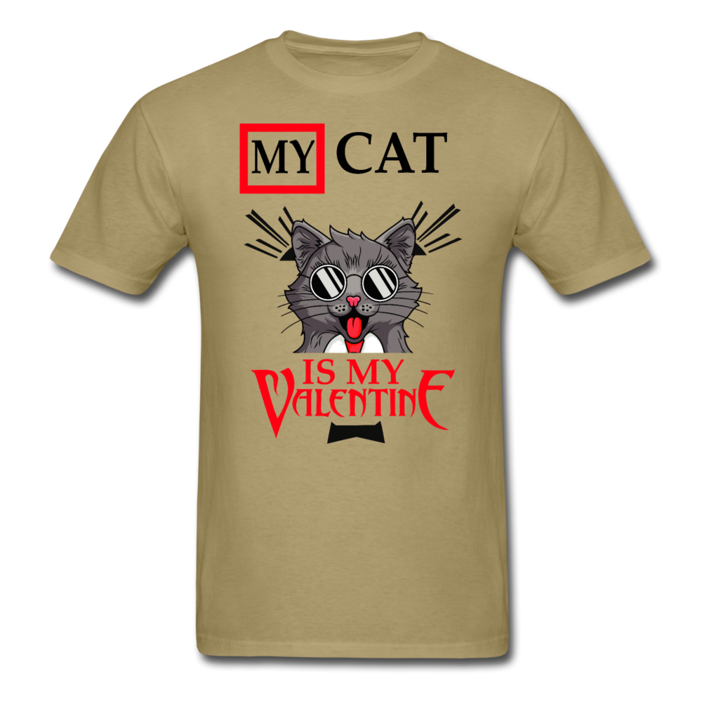 My Cat Is My Valentine v1 - Unisex Classic T-Shirt - khaki