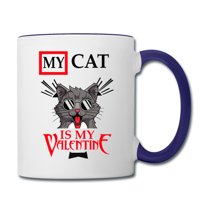 My Cat Is My Valentine v1 - Contrast Coffee Mug - white/cobalt blue