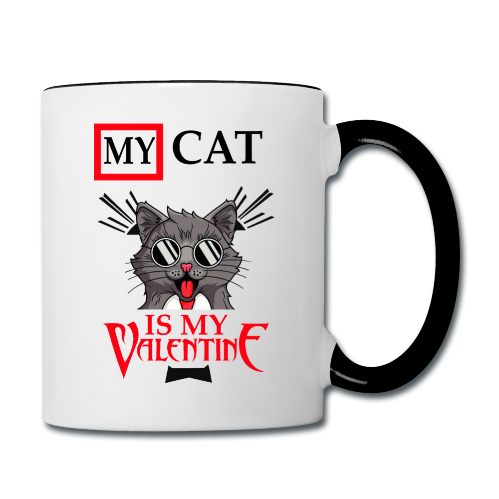 My Cat Is My Valentine v1 - Contrast Coffee Mug - white/black