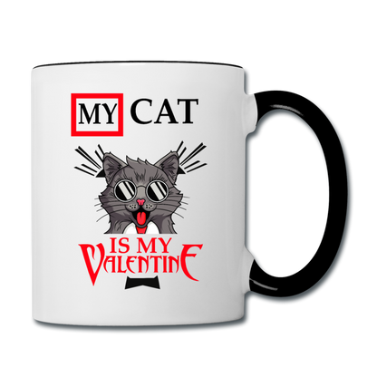 My Cat Is My Valentine v1 - Contrast Coffee Mug - white/black