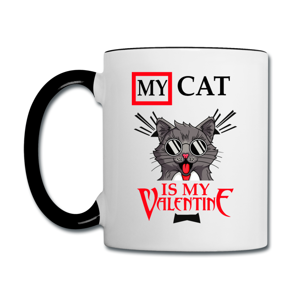 My Cat Is My Valentine v1 - Contrast Coffee Mug - white/black