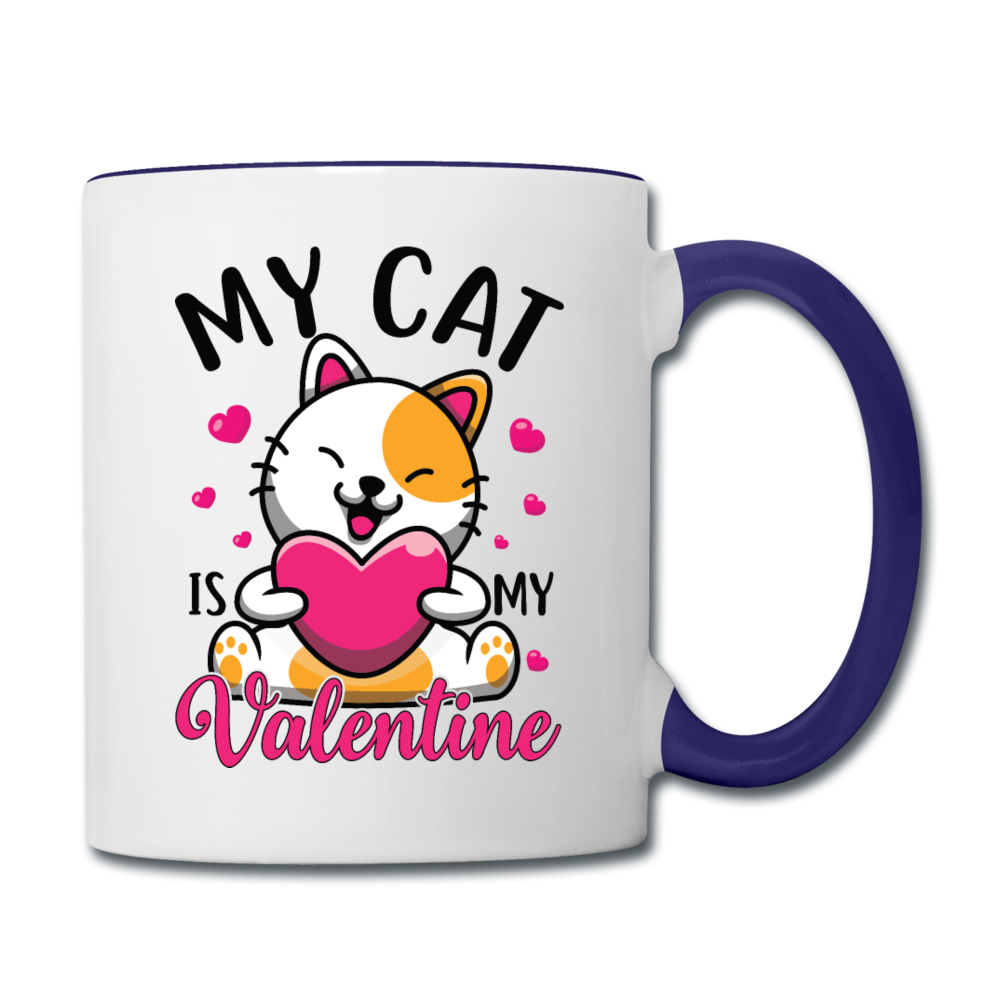 My Cat Is My Valentine v2 - Contrast Coffee Mug - white/cobalt blue