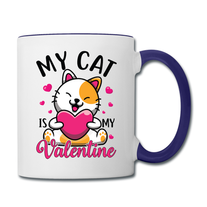 My Cat Is My Valentine v2 - Contrast Coffee Mug - white/cobalt blue