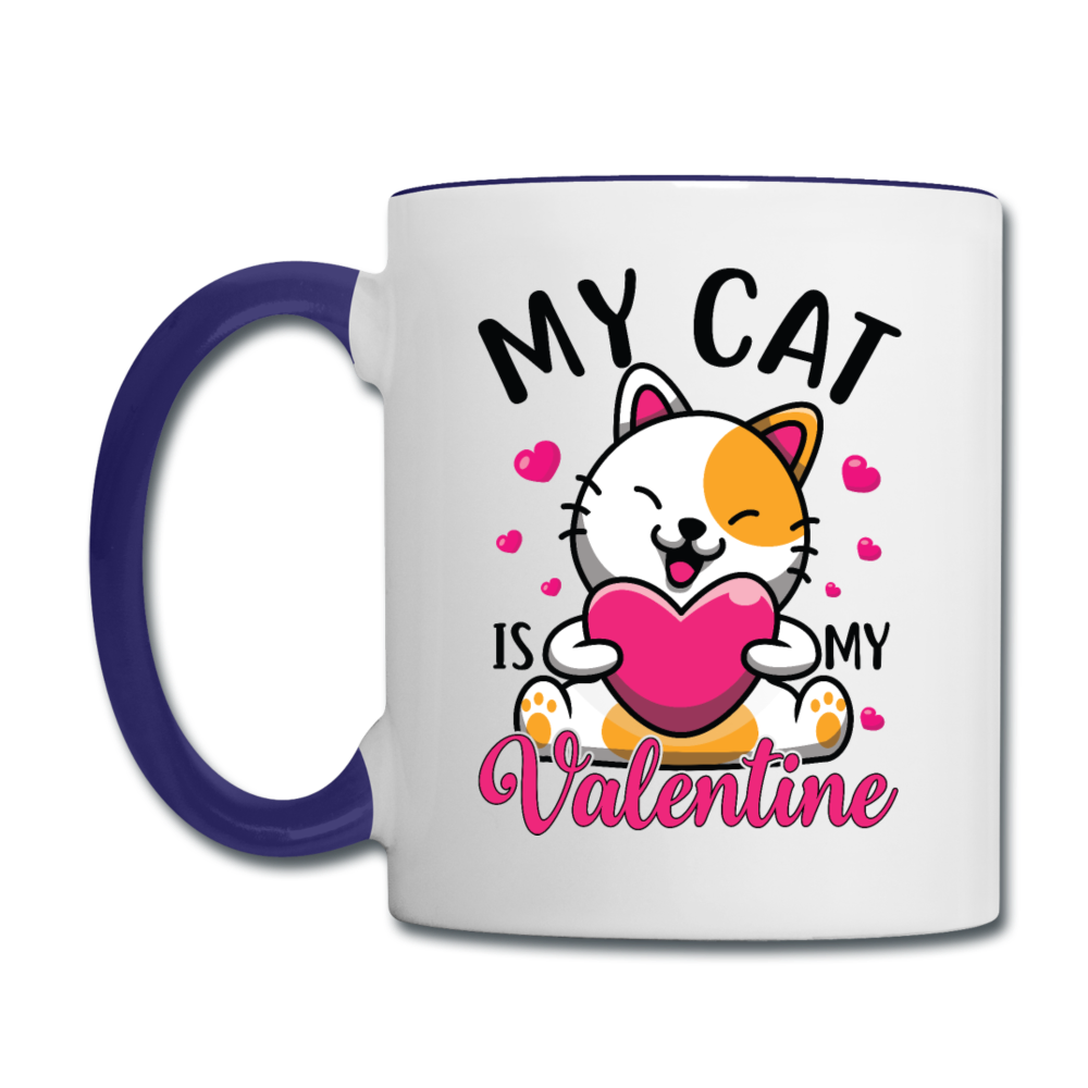 My Cat Is My Valentine v2 - Contrast Coffee Mug - white/cobalt blue