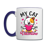 My Cat Is My Valentine v2 - Contrast Coffee Mug - white/cobalt blue