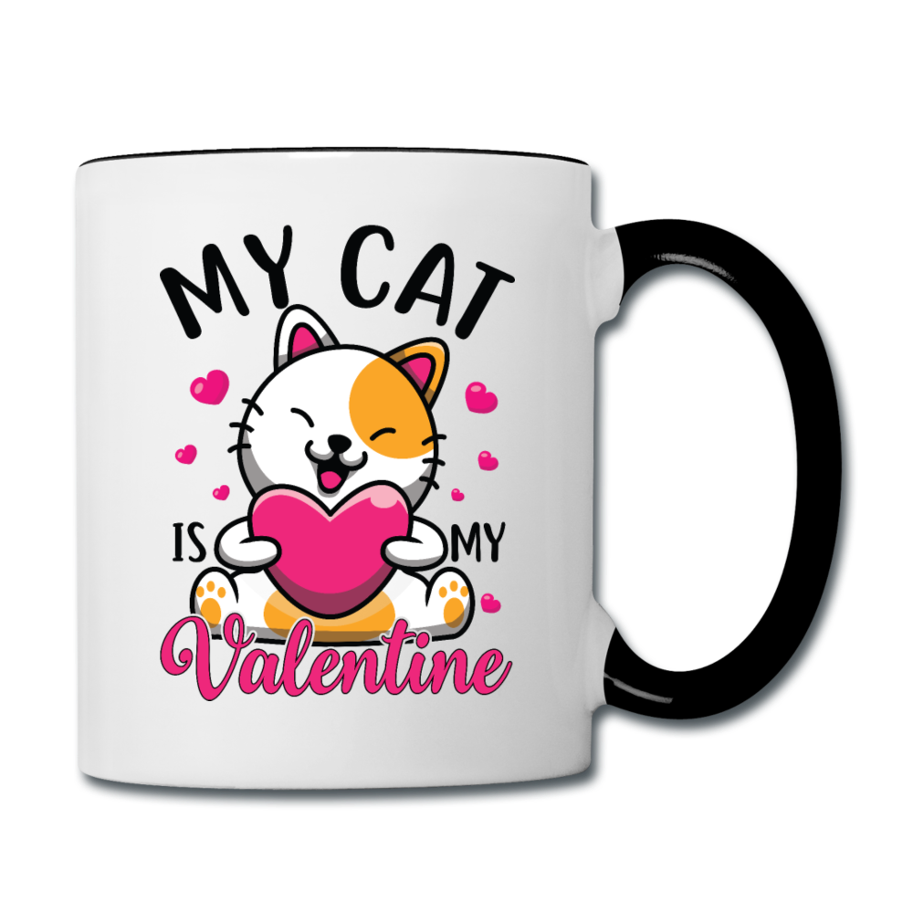 My Cat Is My Valentine v2 - Contrast Coffee Mug - white/black