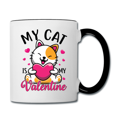 My Cat Is My Valentine v2 - Contrast Coffee Mug - white/black