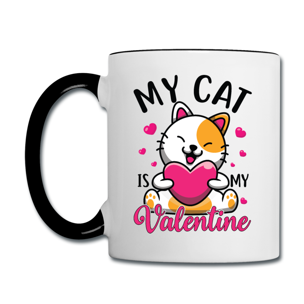 My Cat Is My Valentine v2 - Contrast Coffee Mug - white/black