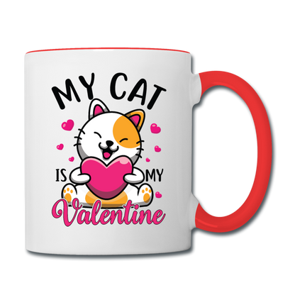 My Cat Is My Valentine v2 - Contrast Coffee Mug - white/red