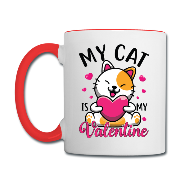 My Cat Is My Valentine v2 - Contrast Coffee Mug - white/red