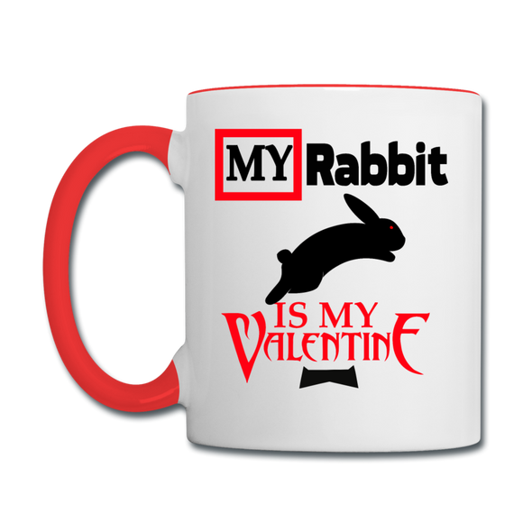 My Rabbit Is My Valentine v1 - Contrast Coffee Mug - white/red
