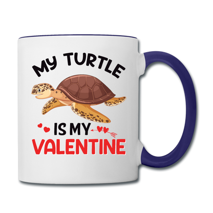 My Turtle Is My Valentine v1 - Contrast Coffee Mug - white/cobalt blue