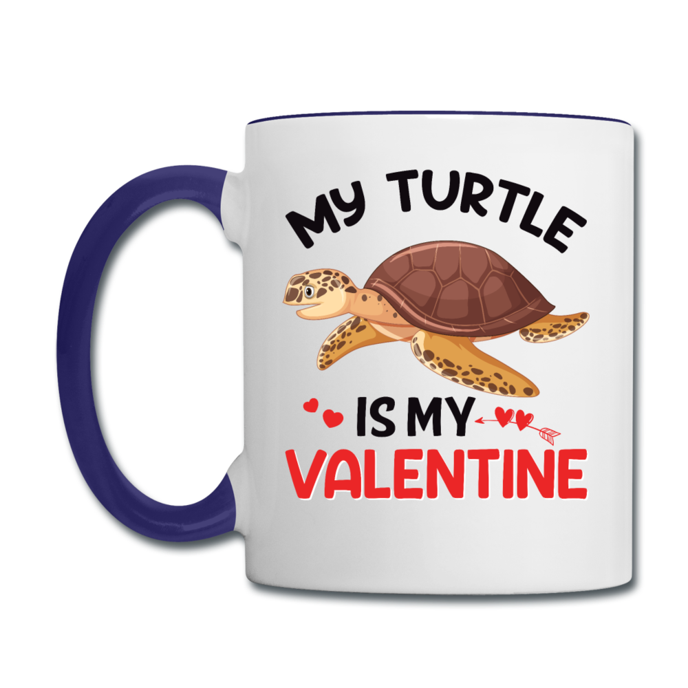 My Turtle Is My Valentine v1 - Contrast Coffee Mug - white/cobalt blue