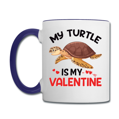 My Turtle Is My Valentine v1 - Contrast Coffee Mug - white/cobalt blue