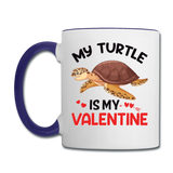 My Turtle Is My Valentine v1 - Contrast Coffee Mug - white/cobalt blue