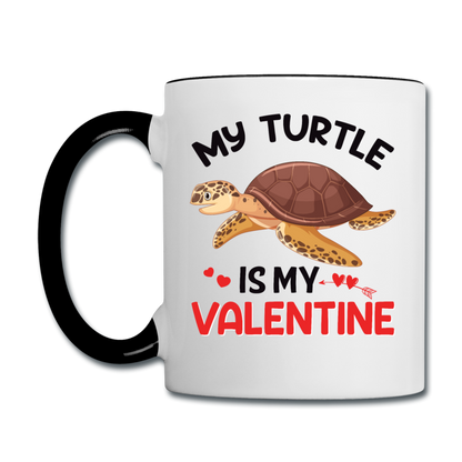 My Turtle Is My Valentine v1 - Contrast Coffee Mug - white/black