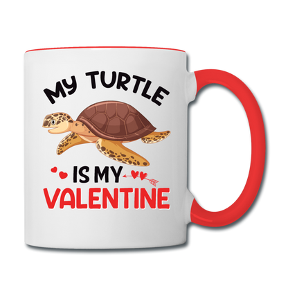 My Turtle Is My Valentine v1 - Contrast Coffee Mug - white/red