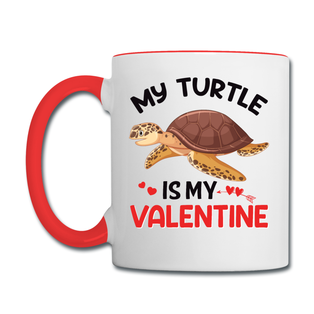 My Turtle Is My Valentine v1 - Contrast Coffee Mug - white/red