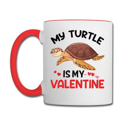 My Turtle Is My Valentine v1 - Contrast Coffee Mug - white/red