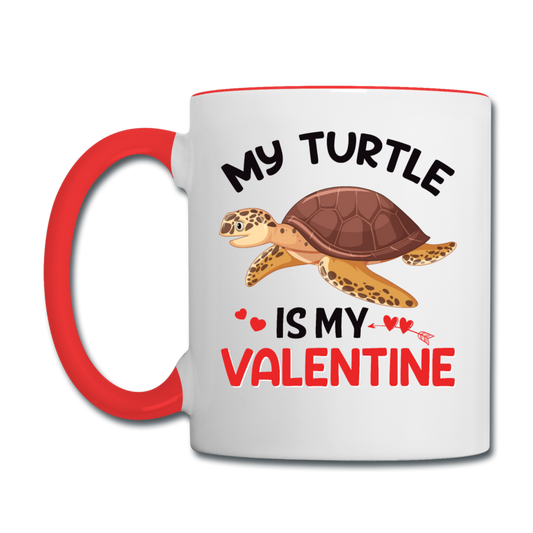 My Turtle Is My Valentine v1 - Contrast Coffee Mug - white/red