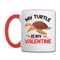 My Turtle Is My Valentine v1 - Contrast Coffee Mug - white/red