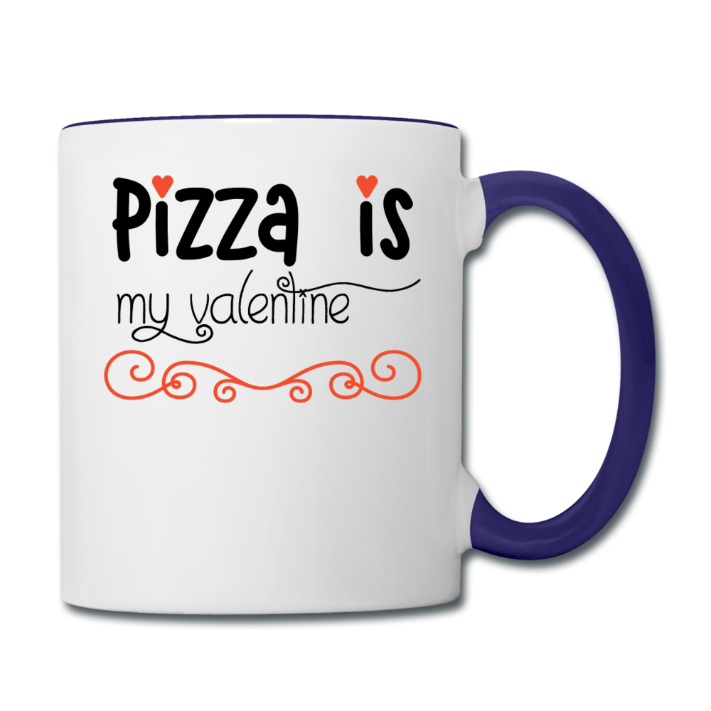 Pizza Is My Valentine v2 - Contrast Coffee Mug - white/cobalt blue