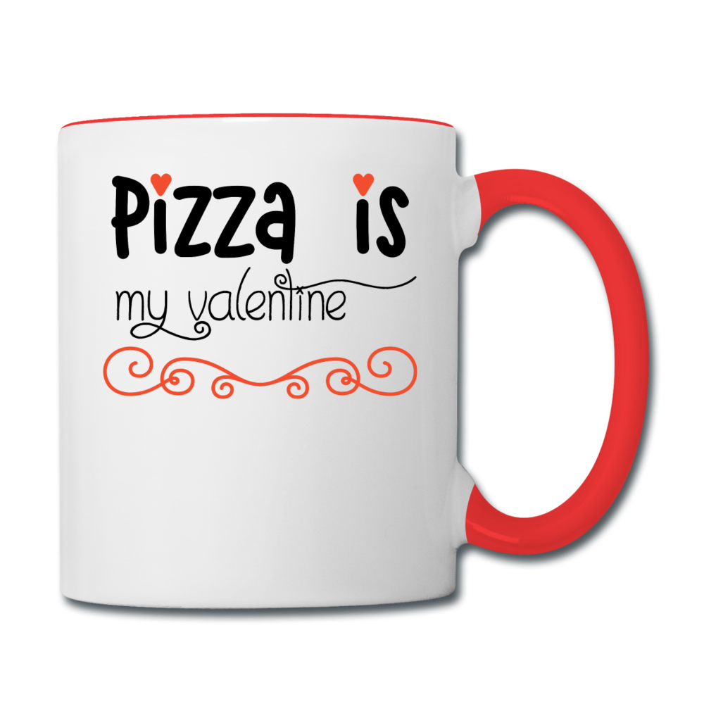 Pizza Is My Valentine v2 - Contrast Coffee Mug - white/red