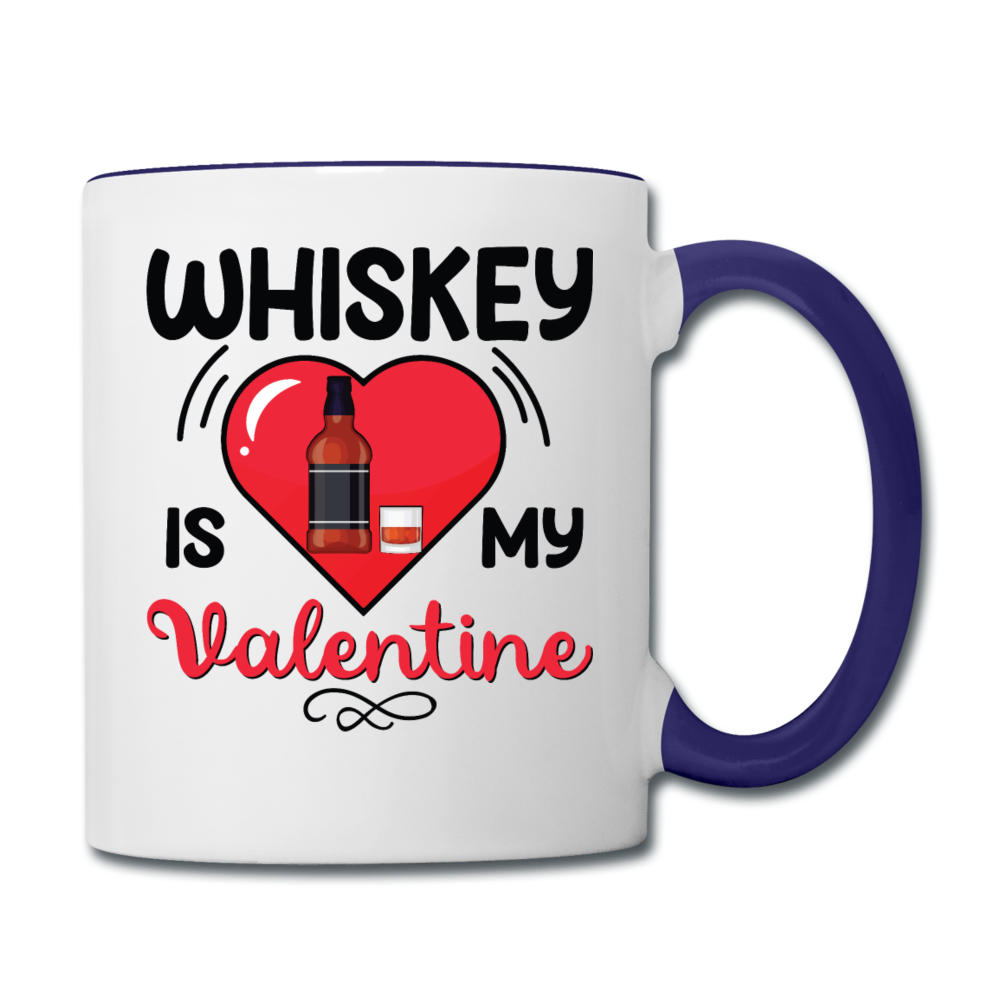 Whiskey Is My Valentine v2 - Contrast Coffee Mug - white/cobalt blue