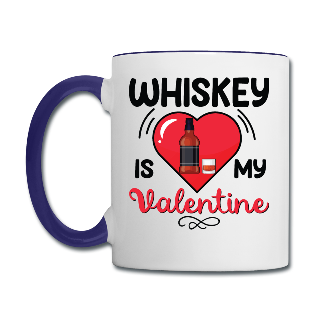 Whiskey Is My Valentine v2 - Contrast Coffee Mug - white/cobalt blue