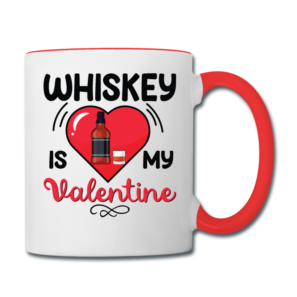 Whiskey Is My Valentine v2 - Contrast Coffee Mug - white/red