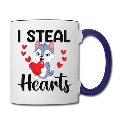 I Steal Hearts v1 - Contrast Coffee Mug - white/cobalt blue