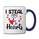 I Steal Hearts v1 - Contrast Coffee Mug - white/cobalt blue