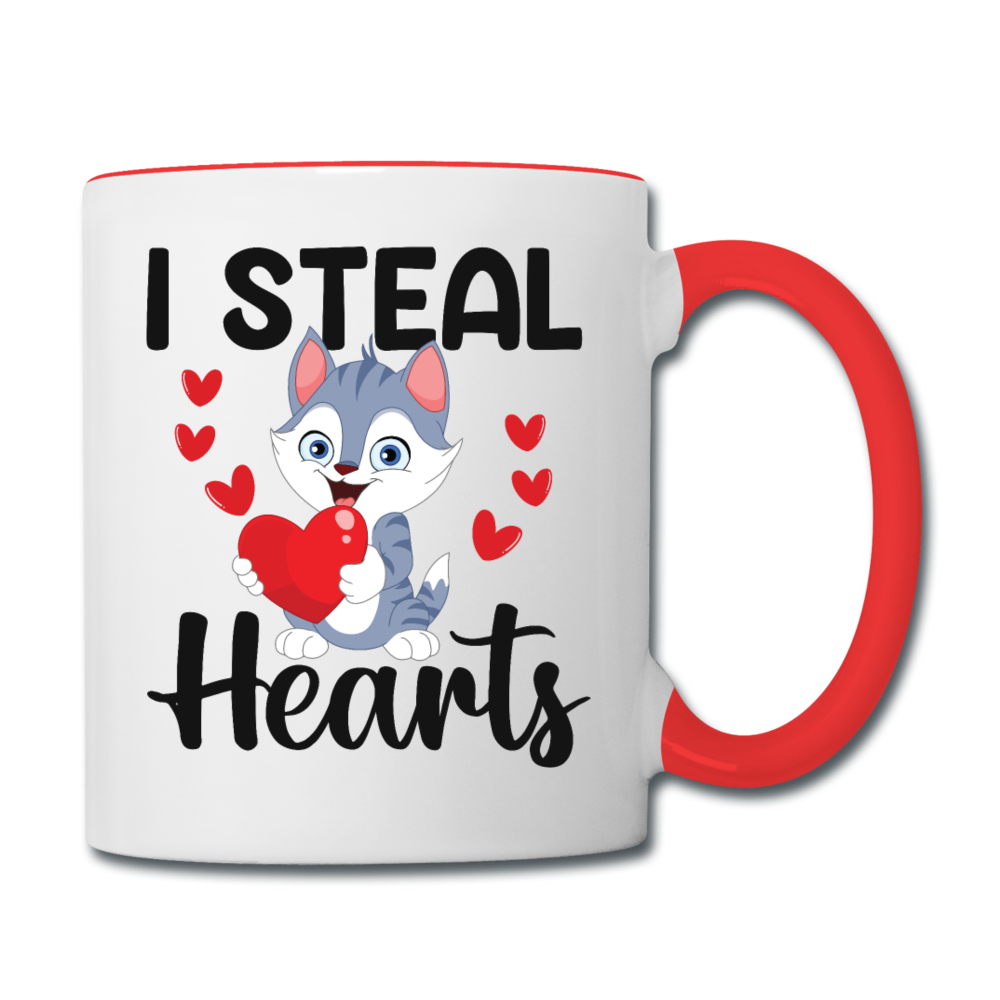 I Steal Hearts v1 - Contrast Coffee Mug - white/red